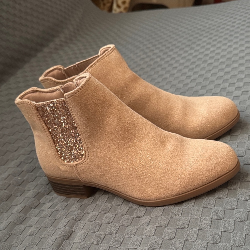 Rachel Zoe Tan Ankle Boots with Glitter Accent